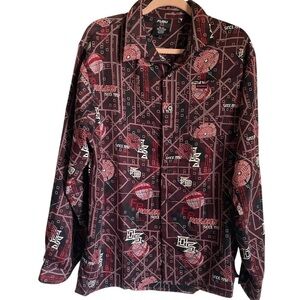 Vintage Fubu Collection Y2K Graphic Long Sleeve Button Up Hip Hop Retro Shirt XL
